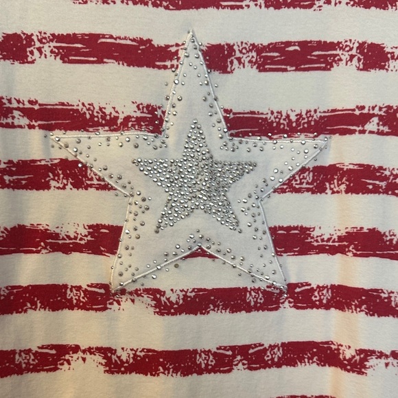 Karen Scott Striped Tee with Star Design - Picture 3 of 4